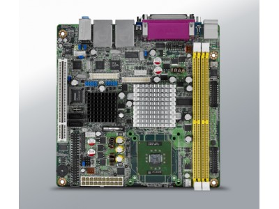 Onboard Intel  Celeron  M 600 MHz Mini-ITX Motherboard with Dual LVDS, 5COM, Dual LAN