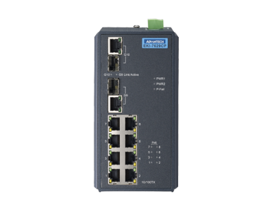 8-Port Industrial PoE Switch with 2 Gigabit Fiber/Copper Combo Ports