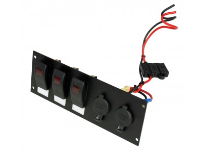 2 Lighter Plug Outlet W/ 3 Switch Cut Outs & Label Cutouts