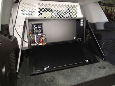 Storage box option to provide mounting of C-SBX-101 Universal Storage box in 2015-2016 Chevrolet Tahoe Police Pursuit Vehicle (PPV) & retail Tahoe