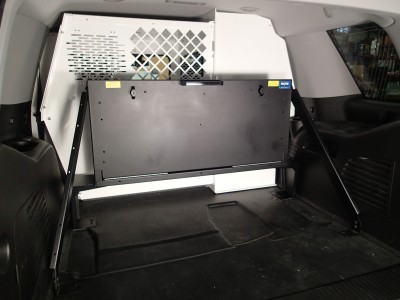 Storage box option to provide mounting of C-SBX-101 Universal Storage box in 2015-2016 Chevrolet Tahoe Police Pursuit Vehicle (PPV) & retail Tahoe