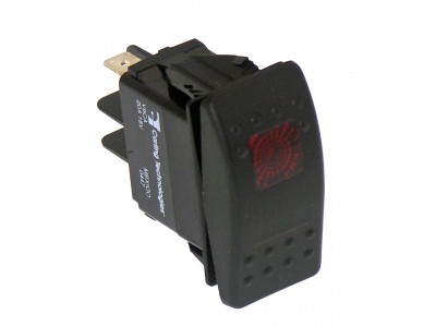 Black Paddle Type Rocker Switch, 20 Amps, 18 Volt, On/Off 4 Prong