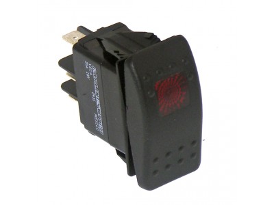 Black Paddle Type Rocker Switch, 20 Amps, 18 Volt, On/Off 5 Prong