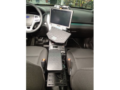 Vehicle specific Angled console for 2013-2016 Ford Interceptor Utility police vehicle