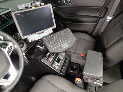 Vehicle specific Angled console for 2013-2016 Ford Interceptor Utility police vehicle