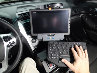 Vehicle specific Angled console for 2013-2016 Ford Interceptor Utility police vehicle