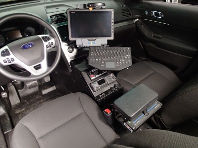 Vehicle specific Angled console for 2013-2016 Ford Interceptor Utility police vehicle