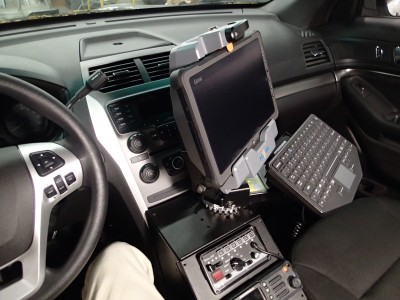 Vehicle specific Angled console for 2013-2016 Ford Interceptor Utility police vehicle