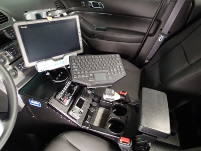Vehicle specific Angled console for 2013-2016 Ford Interceptor Utility police vehicle