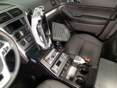 Vehicle specific Angled console for 2013-2016 Ford Interceptor Utility police vehicle
