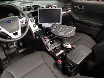 Vehicle specific Angled console for 2013-2016 Ford Interceptor Utility police vehicle
