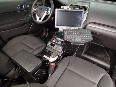 Vehicle specific Angled console for 2013-2016 Ford Interceptor Utility police vehicle