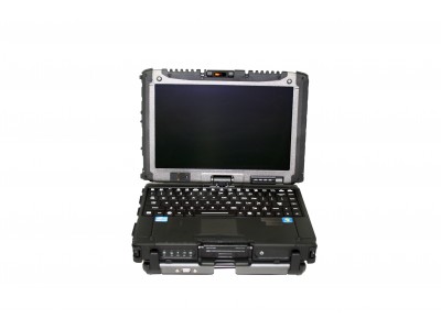 Docking Station with Triple Pass-through Antenna for Getac V200 Fully Rugged Convertible Notebook with Power Supply
