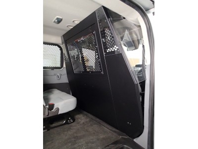 Front partition for 2015 -2016 Ford Transit window van with low roof and side swing out or sliding doors