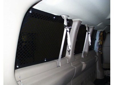 1997-2016 Chevrolet G-Series Extended Length Van With Swing Out Side Doors Interior Window Guard Kit For 8 Windows, 15 Passenger, Dual Pull Out Doors